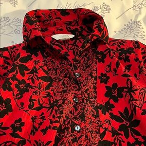 Alia Red and Black Floral Blouse
